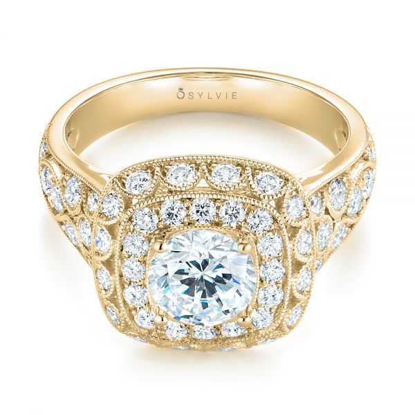18k Yellow Gold 18k Yellow Gold Vintage-inspired Diamond Engagement Ring - Flat View - 103047