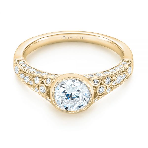 14k Yellow Gold 14k Yellow Gold Vintage-inspired Diamond Engagement Ring - Flat View - 103049
