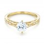 18k Yellow Gold Vintage-inspired Diamond Engagement Ring - Flat View -  103294 - Thumbnail