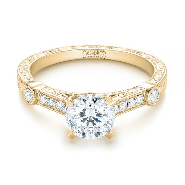 18k Yellow Gold 18k Yellow Gold Vintage-inspired Diamond Engagement Ring - Flat View - 103433