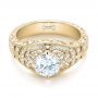 18k Yellow Gold 18k Yellow Gold Vintage-inspired Diamond Engagement Ring - Flat View -  103511 - Thumbnail