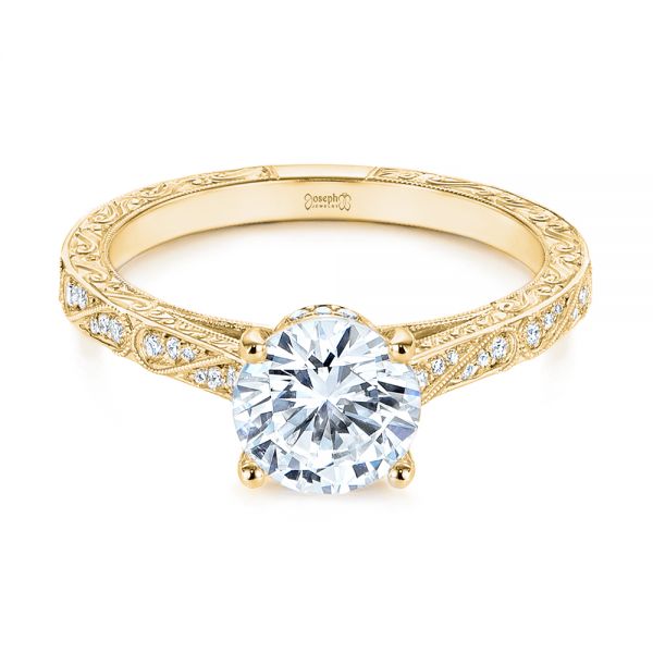 18k Yellow Gold 18k Yellow Gold Vintage-inspired Diamond Engagement Ring - Flat View -  105367