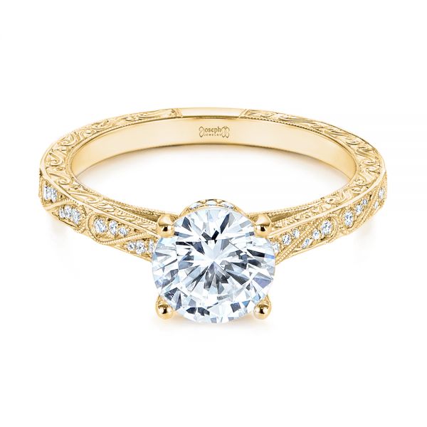 14k Yellow Gold 14k Yellow Gold Vintage-inspired Diamond Engagement Ring - Flat View - 105367