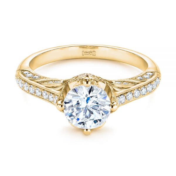 14k Yellow Gold 14k Yellow Gold Vintage-inspired Diamond Engagement Ring - Flat View -  105793