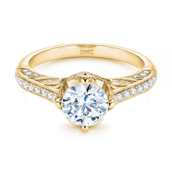 14k Yellow Gold 14k Yellow Gold Vintage-inspired Diamond Engagement Ring - Flat View - 105793