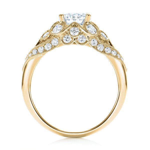 18k Yellow Gold 18k Yellow Gold Vintage-inspired Diamond Engagement Ring - Front View - 103059