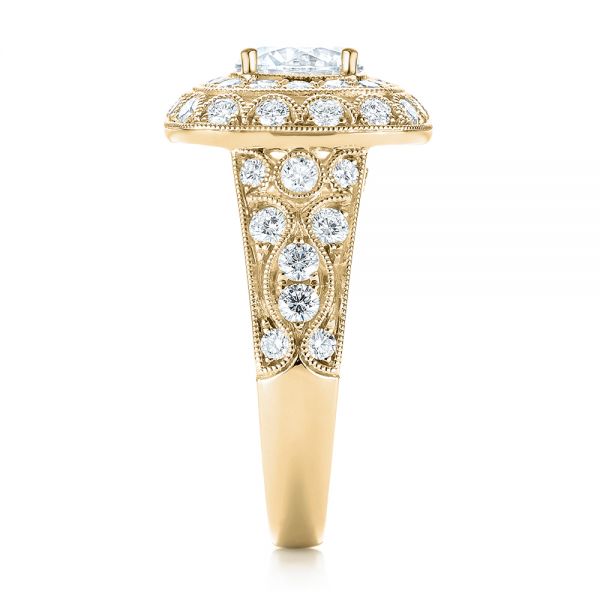 18k Yellow Gold 18k Yellow Gold Vintage-inspired Diamond Engagement Ring - Side View -  103047