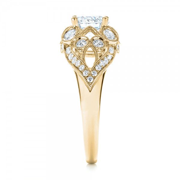 18k Yellow Gold 18k Yellow Gold Vintage-inspired Diamond Engagement Ring - Side View - 103059