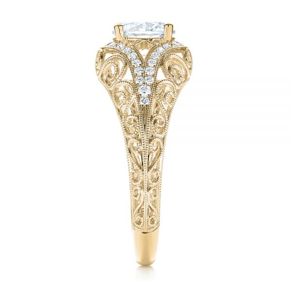 14k Yellow Gold 14k Yellow Gold Vintage-inspired Diamond Engagement Ring - Side View - 103060