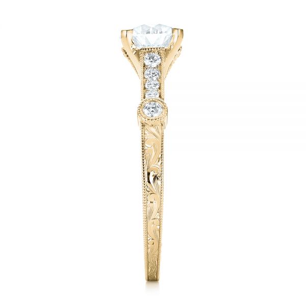 18k Yellow Gold 18k Yellow Gold Vintage-inspired Diamond Engagement Ring - Side View -  103433