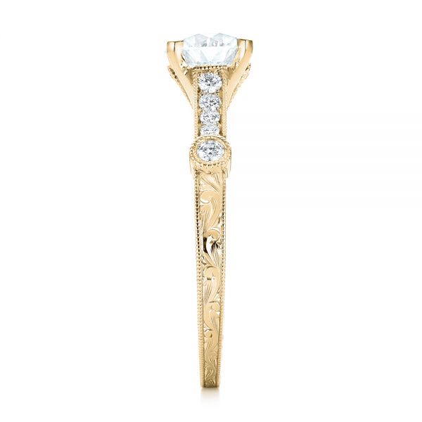 18k Yellow Gold 18k Yellow Gold Vintage-inspired Diamond Engagement Ring - Side View - 103433