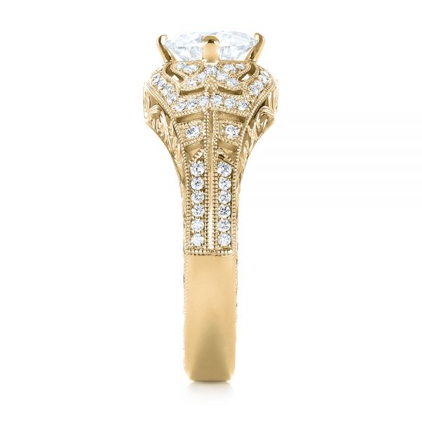 18k Yellow Gold 18k Yellow Gold Vintage-inspired Diamond Engagement Ring - Side View - 103511