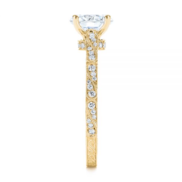 14k Yellow Gold 14k Yellow Gold Vintage-inspired Diamond Engagement Ring - Side View - 105367
