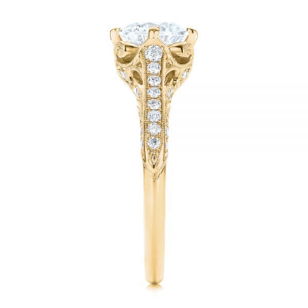 14k Yellow Gold 14k Yellow Gold Vintage-inspired Diamond Engagement Ring - Side View - 105793