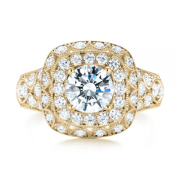 18k Yellow Gold 18k Yellow Gold Vintage-inspired Diamond Engagement Ring - Top View - 103047
