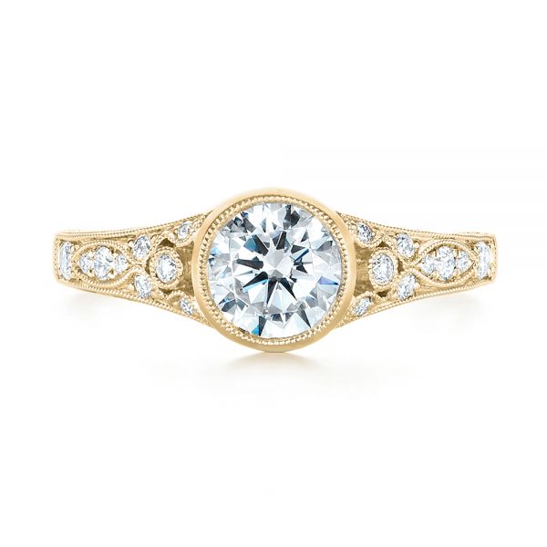 14k Yellow Gold 14k Yellow Gold Vintage-inspired Diamond Engagement Ring - Top View - 103049