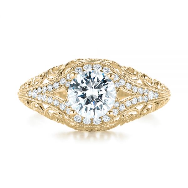 14k Yellow Gold 14k Yellow Gold Vintage-inspired Diamond Engagement Ring - Top View - 103060