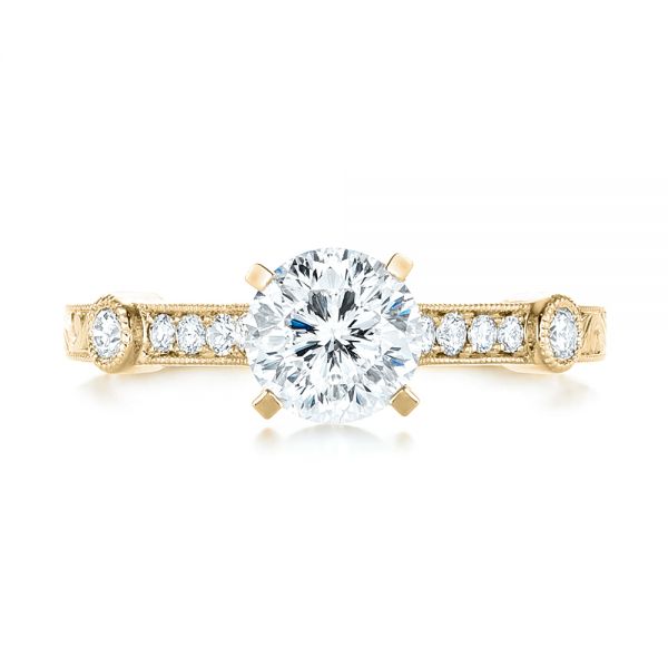 18k Yellow Gold 18k Yellow Gold Vintage-inspired Diamond Engagement Ring - Top View -  103433