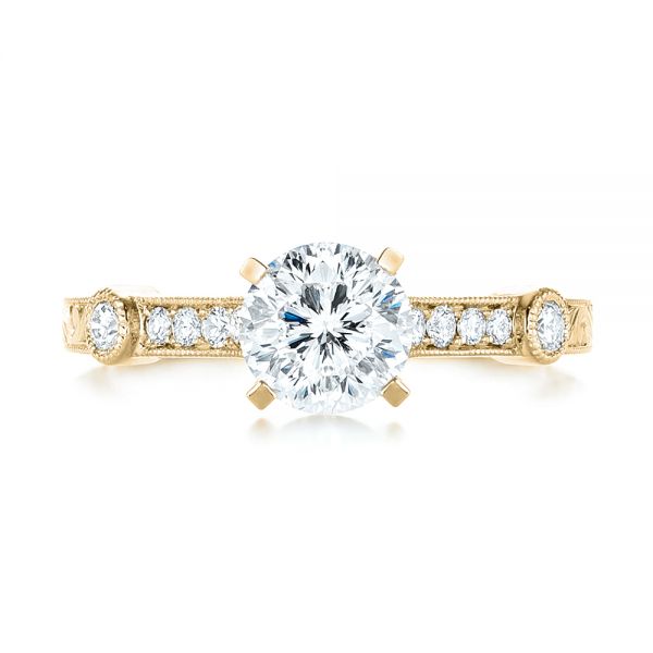 18k Yellow Gold 18k Yellow Gold Vintage-inspired Diamond Engagement Ring - Top View - 103433