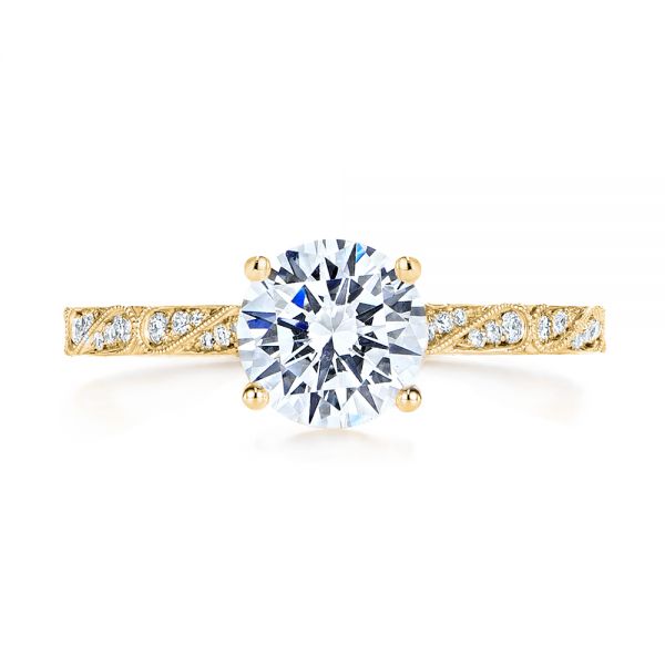 18k Yellow Gold 18k Yellow Gold Vintage-inspired Diamond Engagement Ring - Top View -  105367