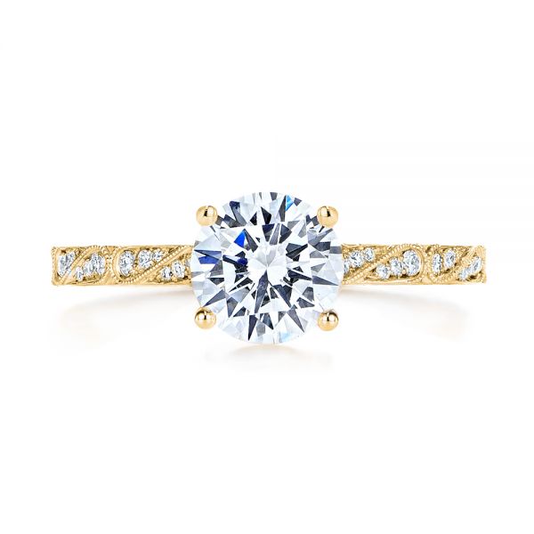 14k Yellow Gold 14k Yellow Gold Vintage-inspired Diamond Engagement Ring - Top View - 105367
