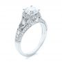 18k White Gold Vintage-inspired Diamond Halo Engagement Ring - Three-Quarter View -  103058 - Thumbnail