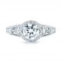 14k White Gold 14k White Gold Vintage-inspired Diamond Halo Engagement Ring - Top View -  103058 - Thumbnail