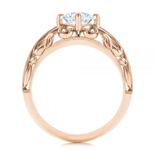 14k Rose Gold 14k Rose Gold Vintage-inspired Filigree Diamond Engagement Ring - Front View -  105375