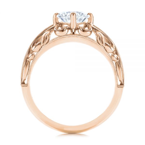 18k Rose Gold 18k Rose Gold Vintage-inspired Filigree Diamond Engagement Ring - Front View - 105375