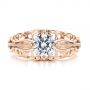 14k Rose Gold 14k Rose Gold Vintage-inspired Filigree Diamond Engagement Ring - Top View -  105375 - Thumbnail