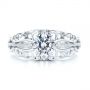 14k White Gold Vintage-inspired Filigree Diamond Engagement Ring - Top View -  105375 - Thumbnail