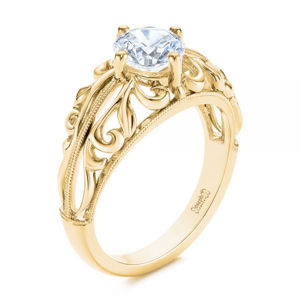 14k Yellow Gold 14k Yellow Gold Vintage-inspired Filigree Diamond Engagement Ring - Three-Quarter View -  105375