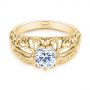 18k Yellow Gold 18k Yellow Gold Vintage-inspired Filigree Diamond Engagement Ring - Flat View -  105375 - Thumbnail