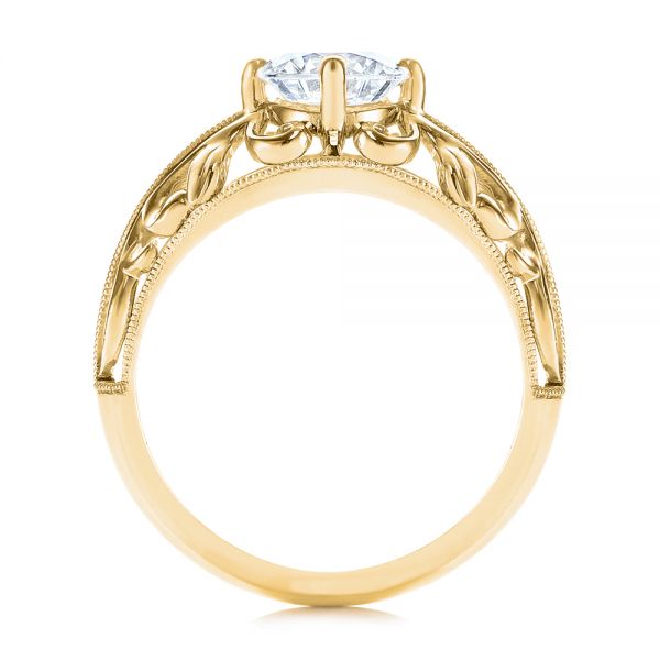 18k Yellow Gold 18k Yellow Gold Vintage-inspired Filigree Diamond Engagement Ring - Front View -  105375