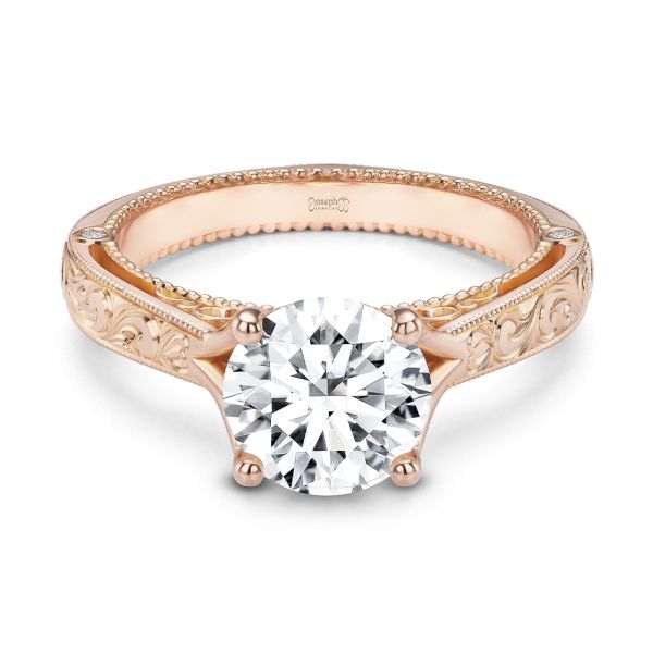 18k Rose Gold Viral Vintage-inspired Engagement Ring - Flat View -  104813 - Thumbnail