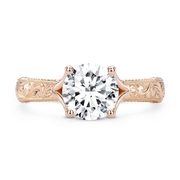 18k Rose Gold Viral Vintage-inspired Engagement Ring - Top View -  104813 - Thumbnail