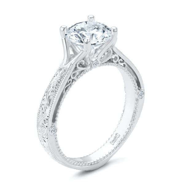  Platinum Platinum Viral Vintage-inspired Engagement Ring - Three-Quarter View -  104813 - Thumbnail