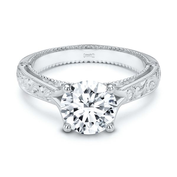  Platinum Platinum Viral Vintage-inspired Engagement Ring - Flat View -  104813 - Thumbnail