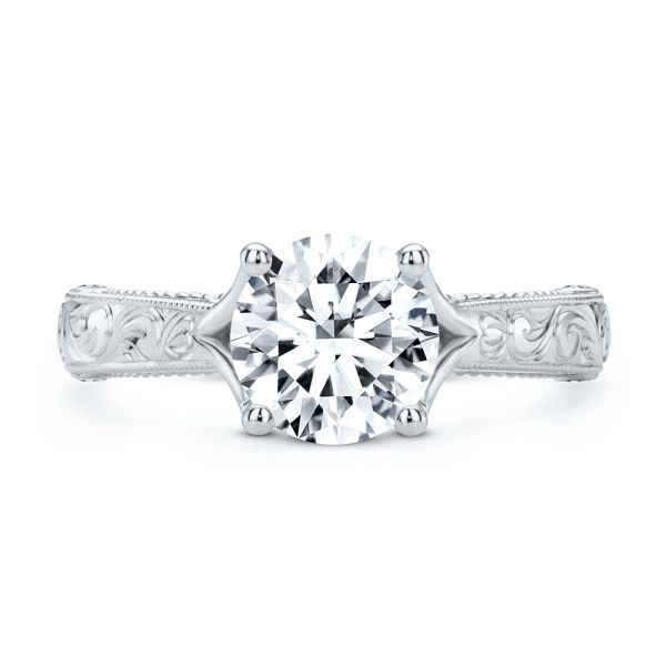  Platinum Platinum Viral Vintage-inspired Engagement Ring - Top View -  104813 - Thumbnail