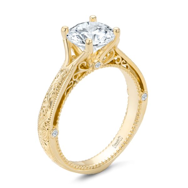 14k Yellow Gold 14k Yellow Gold Viral Vintage-inspired Engagement Ring - Three-Quarter View - 104813