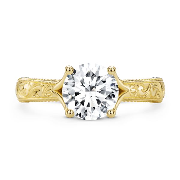 14k Yellow Gold 14k Yellow Gold Viral Vintage-inspired Engagement Ring - Top View - 104813