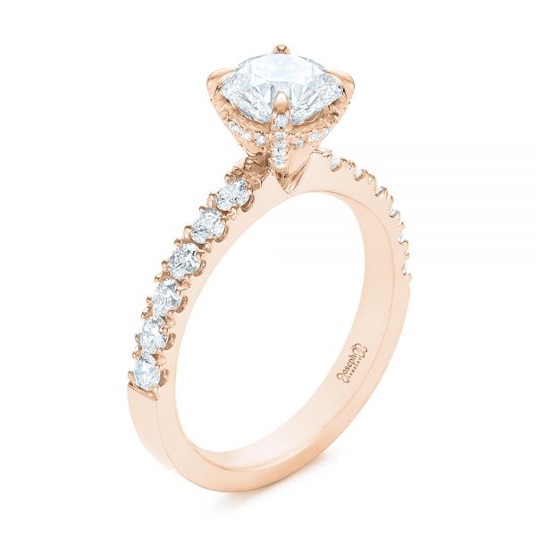 18k Rose Gold 18k Rose Gold Classic Diamond Engagement Ring - Three-Quarter View -  104879