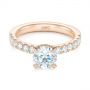 18k Rose Gold 18k Rose Gold Classic Diamond Engagement Ring - Flat View -  104879 - Thumbnail
