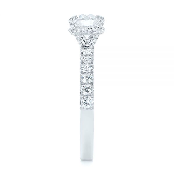 14k White Gold Classic Diamond Engagement Ring - Side View -  104879