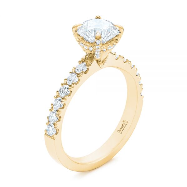 14k Yellow Gold 14k Yellow Gold Classic Diamond Engagement Ring - Three-Quarter View -  104879