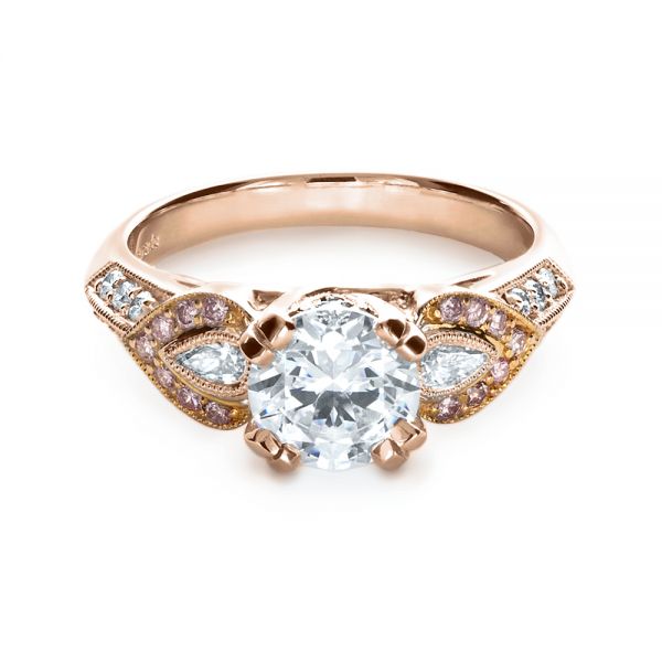 14k Rose Gold And 18K Gold 14k Rose Gold And 18K Gold White Diamond Engagement Ring - Parade - Flat View -  1127