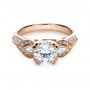 14k Rose Gold And 18K Gold 14k Rose Gold And 18K Gold White Diamond Engagement Ring - Parade - Flat View -  1127 - Thumbnail