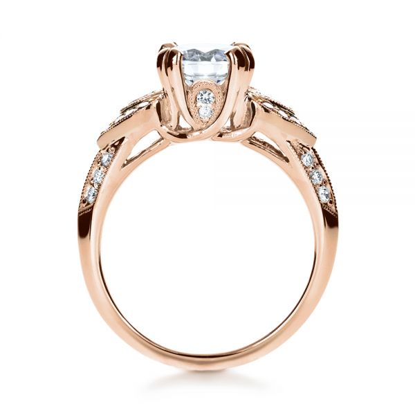 14k Rose Gold And 14K Gold 14k Rose Gold And 14K Gold White Diamond Engagement Ring - Parade - Front View -  1127