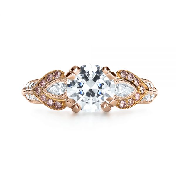 14k Rose Gold And Platinum 14k Rose Gold And Platinum White Diamond Engagement Ring - Parade - Top View -  1127