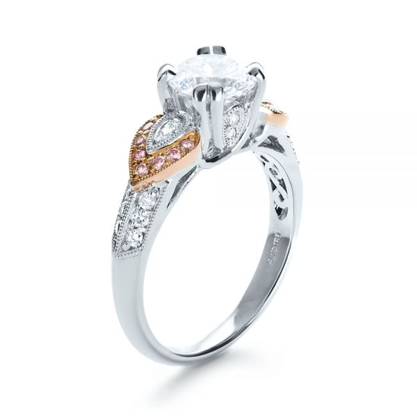 18k White Gold And 18K Gold White Diamond Engagement Ring - Parade - Three-Quarter View -  1127